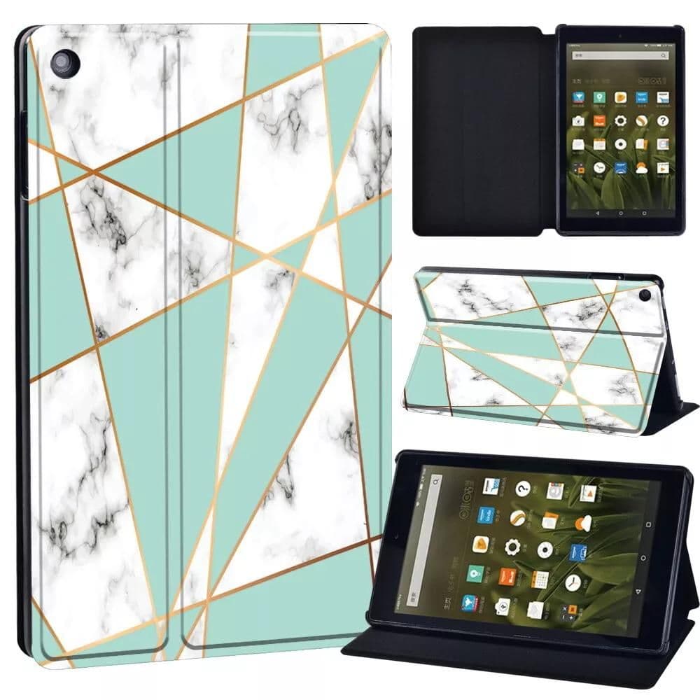 Amazon Fire Tablet Case - Geo Marble Green